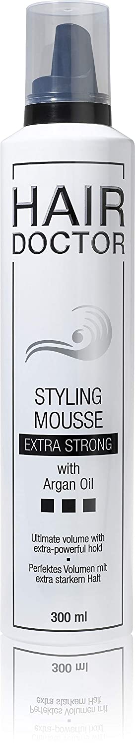 HAIR DOCTOR Styling Mousse Extra Strong Professional Foam Strengthening Hair Dryer Foam Nourishing with Argan Oil for More Volume