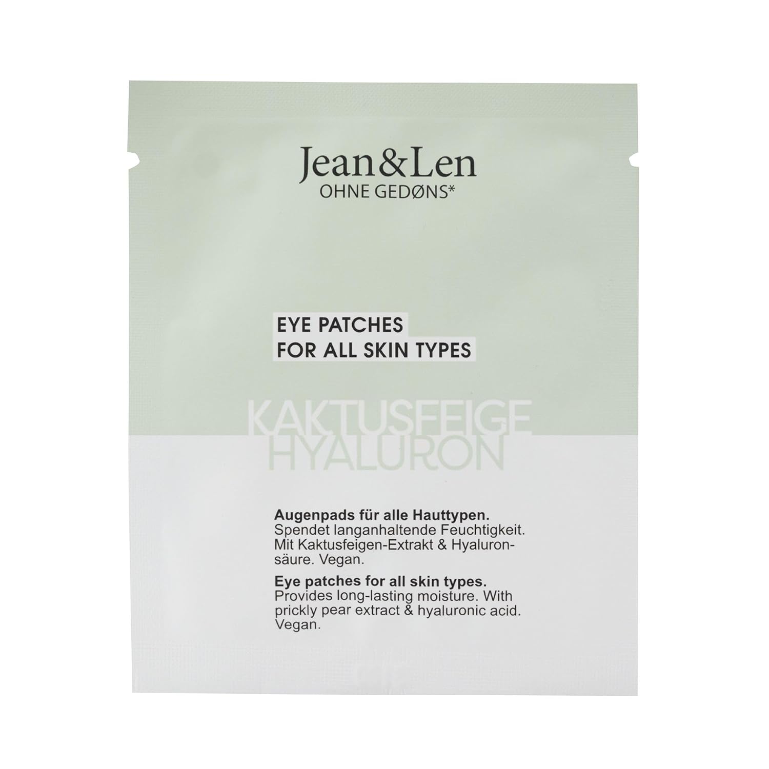 Jean & Len Moisturising Eye Pads Cactus Pear & Hyaluron, Suitable for All Skin Types, Biocellulose Pads, Intensively Moisturise, No Parabens & Silicones, Vegan, 1 x Pack of 2