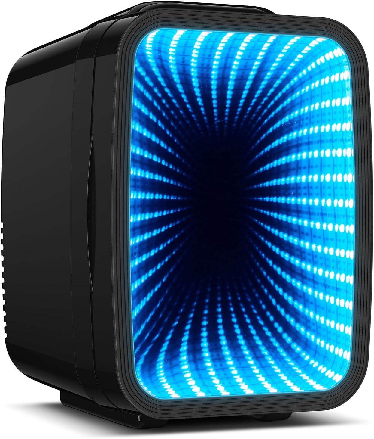 Mini Fridge, 4L / 6 Cans Quiet Mini Fridge, 7 RGB Light Modes, 2-in-1 Cooling and Warming Function for Drinks & Skincare, AC 220 V / DC 12 V, Mini Fridge for Gaming, Office, Car (Black)
