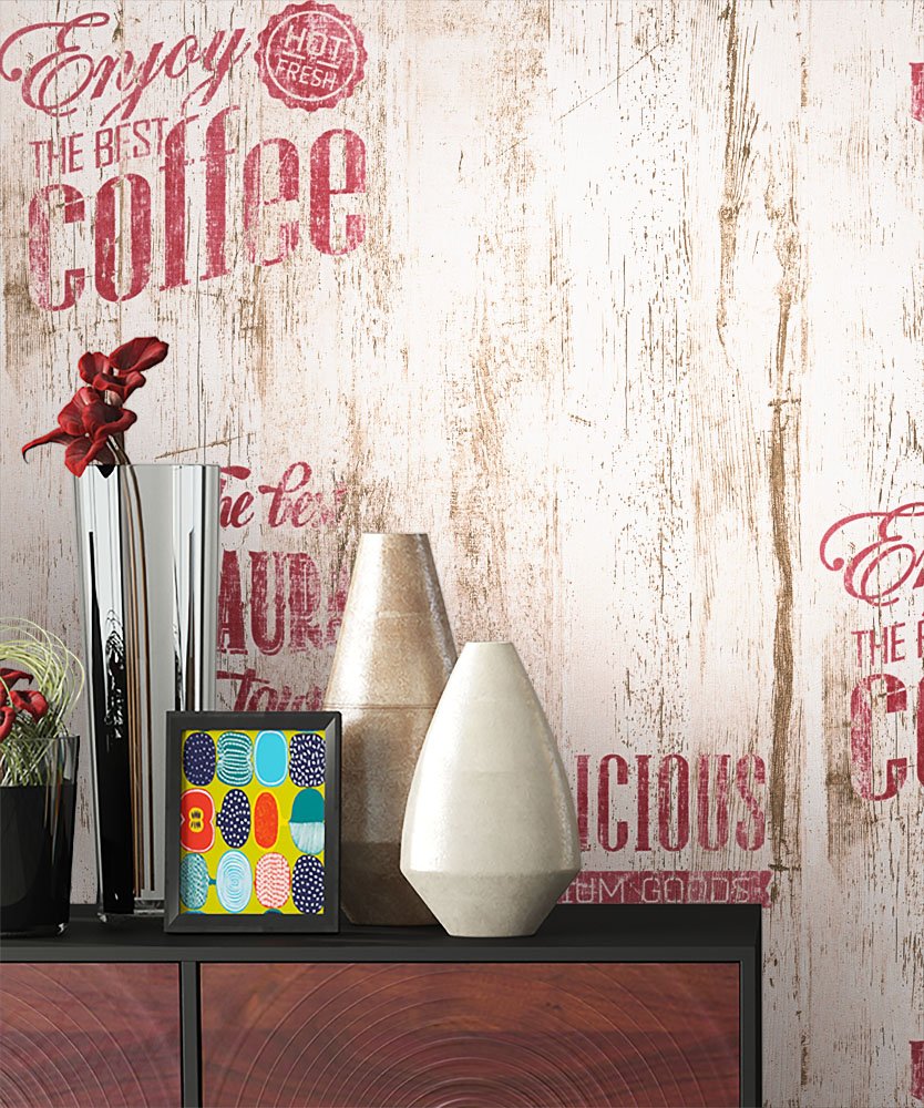 Newroom Design Newroom Country House Wallpaper Beige Non-Woven Wallpaper Red Country House