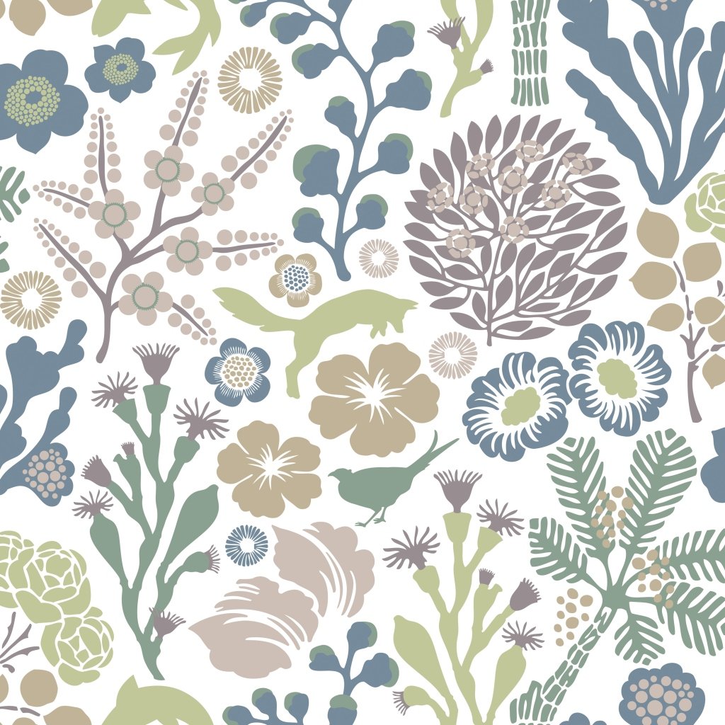 BorasTapeter Hanna Werning Wonderland 1472 Non-Woven Wallpaper Forest Animals With Coral