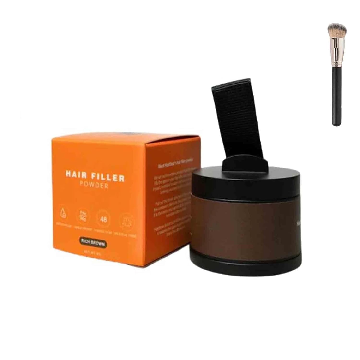 Hairbear Hair Filler Powder, Long-Lasting Waterproof Hair Thickening Fibers for Instant Volume & Scalp Coverage for Thinning Hair, Root Cover Up Powder Stick for Women and Men (Brown)