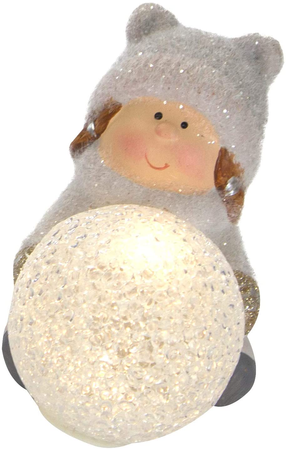 DARO DEKO Decorative Figure Girl with Ice Ball Plastic with LED