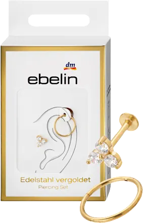 ebelin Ear piercings, 316L steel, gold-colored, 2 pieces