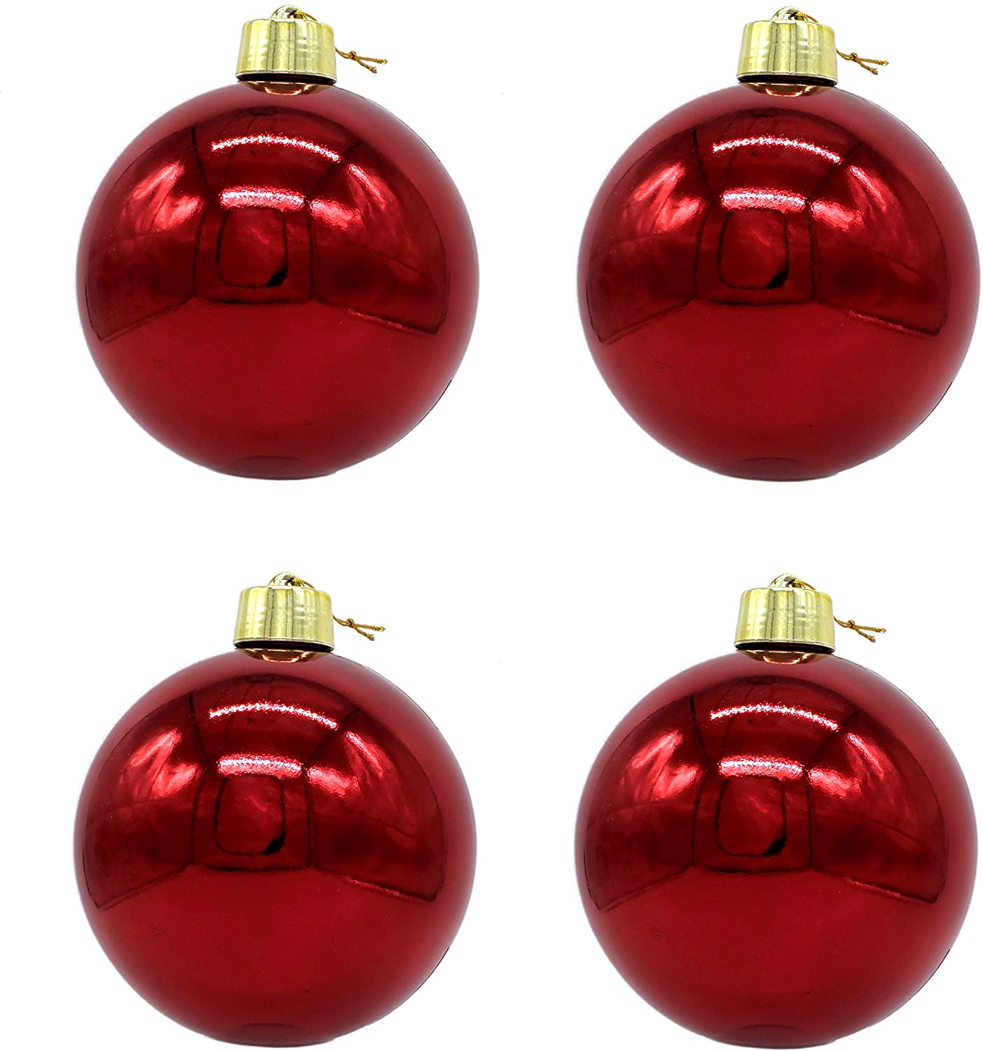 DARO DEKO DARO Decorative Christmas Baubles XXL Diameter 20 cm-Set of 4 Shiny Red