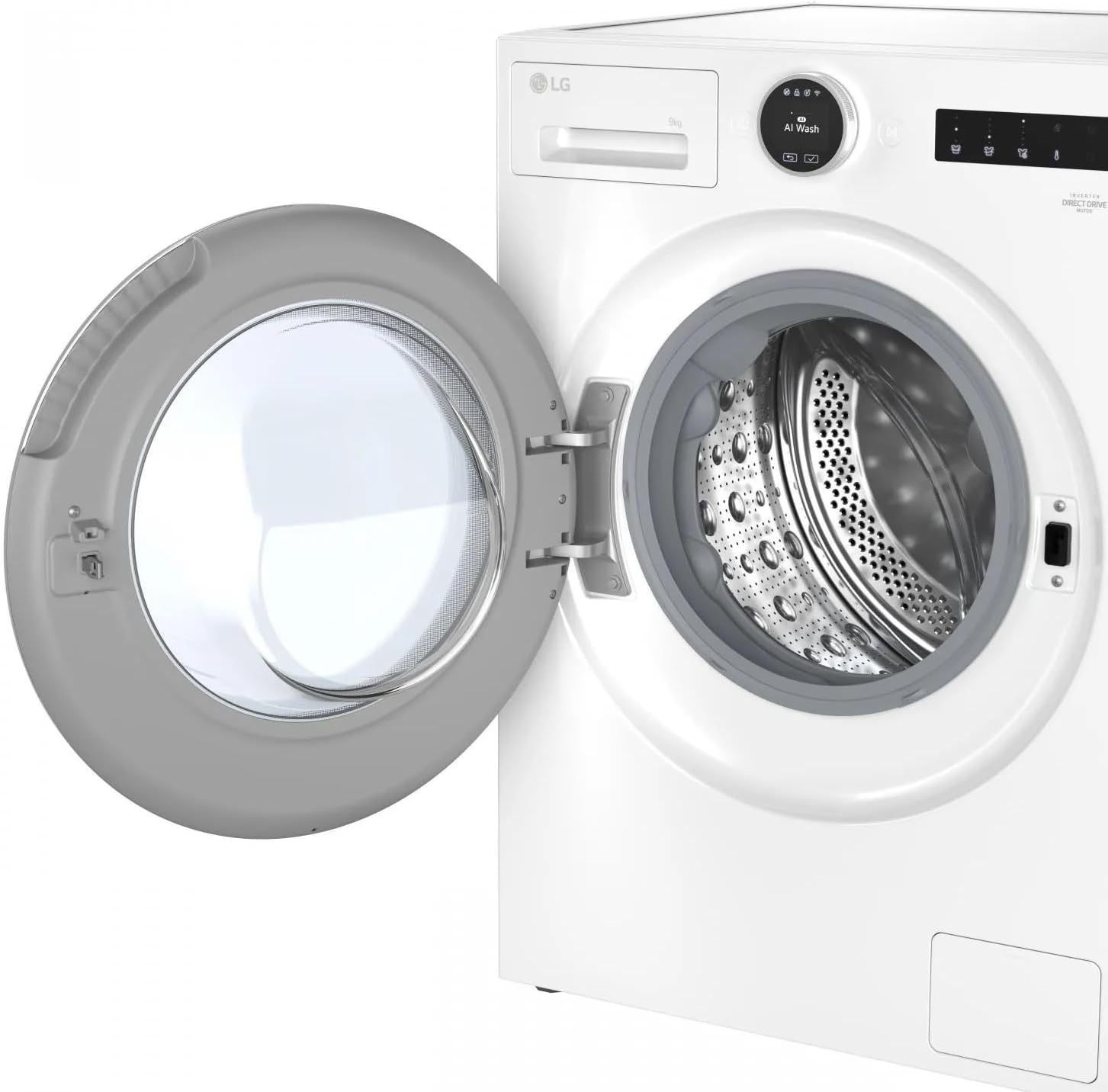 LG F4X9009TWCE Intelligent Washing Machine, 9 kg, 1400 rpm, Front Load, 23 Programmes, AI Direct Drive, TurboWash 360°, 60% More Efficient than A, Series 900, White