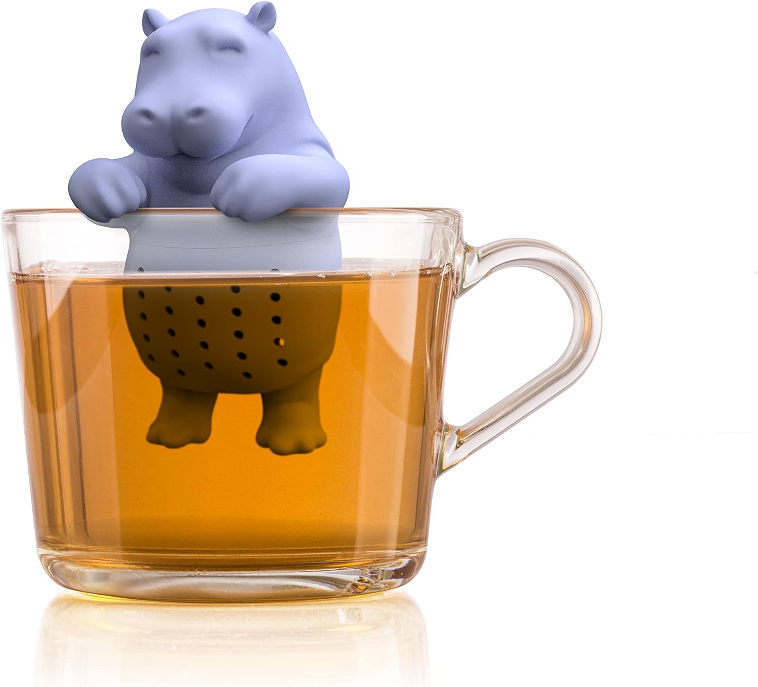 Winkee Store Winkee Cute Animal Tea Strainer – Tea Infuser for Loose Tea – Funny Tea Infuser – Tea Strainer for Cup – Spice Strainer Silicone – Tea Capsule Animal Figure (Hippo)