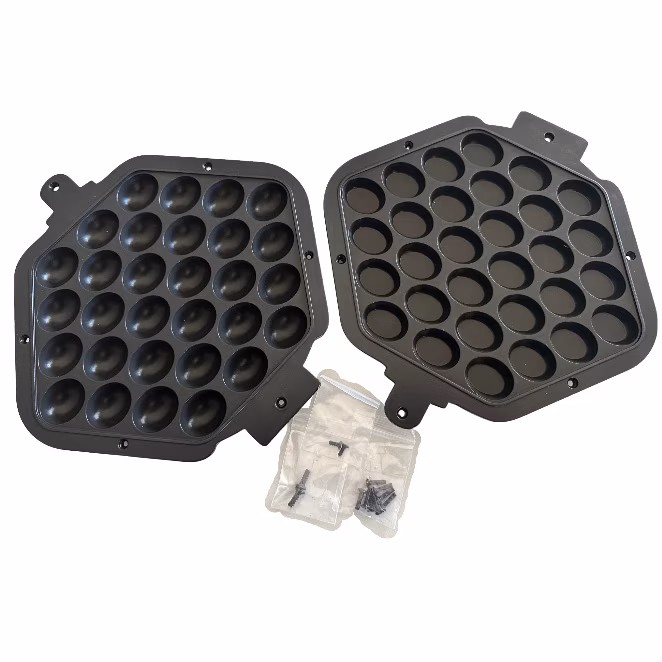 Pair of replacement plates for Waring Hong Bubble waffle iron (coated)