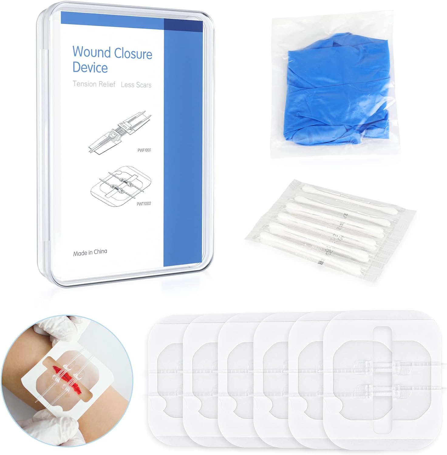 TUUTHWT Pack of 6 Wound Closures Strips, Sterile First Aid Kits, Emergency Wound Closures, Plaster Adhesive Bandages, First Aid & Safety for Camping & Outdoor Use