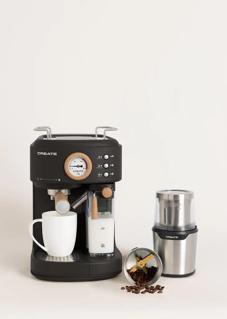 CREATE THERA RETRO PRO Semi-Automatic Espresso Coffee Machine + MILL PRO Coffee and Spice Grinder Pack