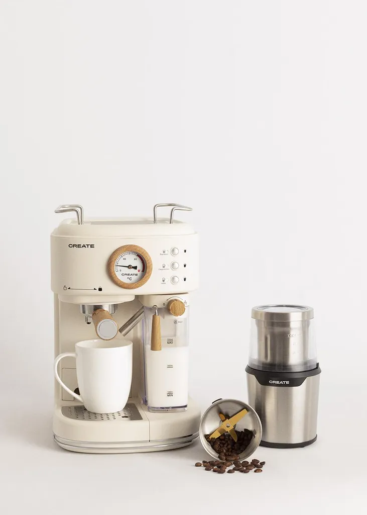 CREATE THERA RETRO PRO Semi-Automatic Espresso Coffee Machine + MILL PRO Coffee and Spice Grinder Pack