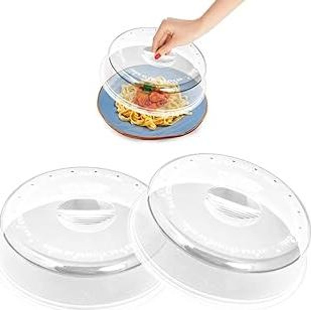 Akhan Pack of 2 microwave covers, 24 cm, for heating food - High-quality microwave cover - Microwave hood (2 pieces)