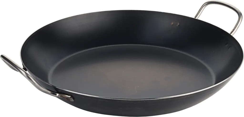 Contacto Paella iron pan, induction compatible, heavy quality, available in 34 cm size.