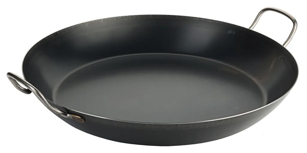 Contacto Paella iron pan, induction compatible, heavy quality, available in 42 cm size.