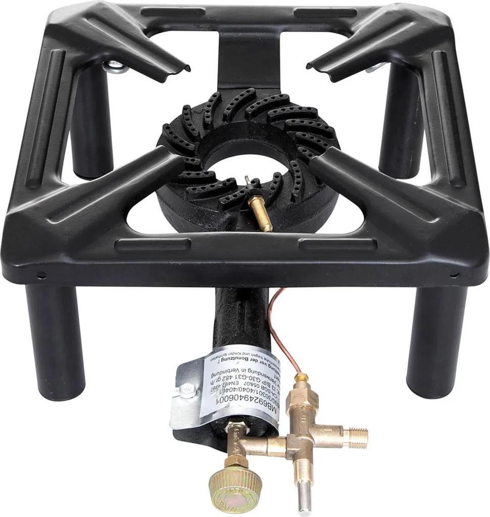 Paella World large gas cooker, approx. 40 x 40 x 14-18 cm, with flame failure device.