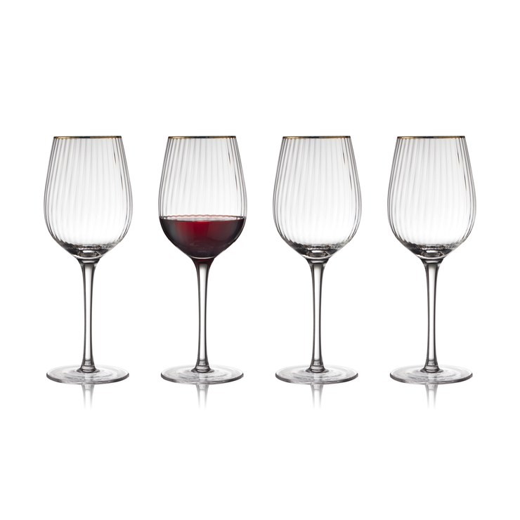 Lyngby Glas Palermo Gold red wine glass 40 cl pack of 4