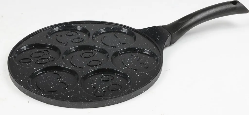 BURI Pancake pan 26.5cm with smiley face designs, pancake maker, fried egg pan, crepe pan, egg pan, specialty pan, smiley pan, pan with indentations