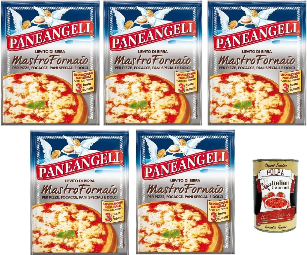 Cameo Paneangeli Lievito di Birra Mastro Fornaio - Brewer's Yeast - Versatile dehydrated yeast for savory and sweet dishes - 5 x 21g (3 sachets of 7g each) + Italian Gourmet polpa 400g