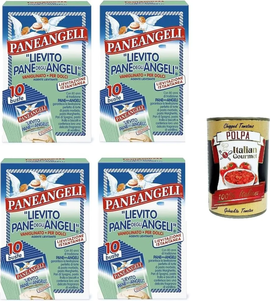 Cameo Paneangeli Lievito Vanigliato per Dolci - Vanilla Yeast for Desserts - 4x Carton with 10 Bags + Italian Gourmet Polpa 400g