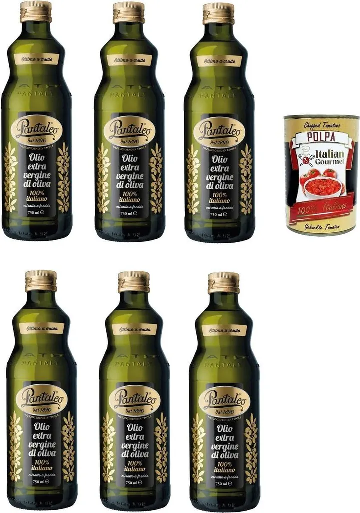 Pantaleo Extra Virgin Olive Oil 100% Italian, 100% Italian Extra Virgin Olive Oil 6 x 750ml + Italian Gourmet Packet 400g 4900 ml