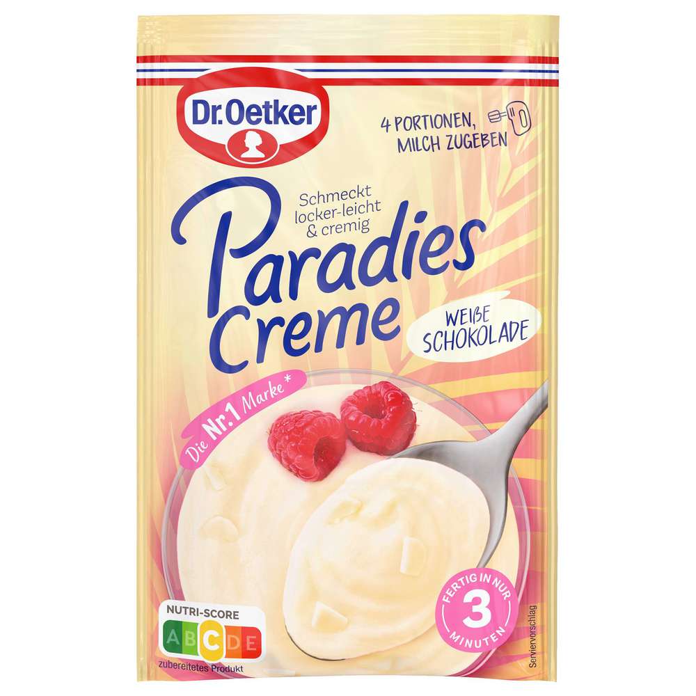 Dr. Oetker Paradiescreme, weiße Schokolade