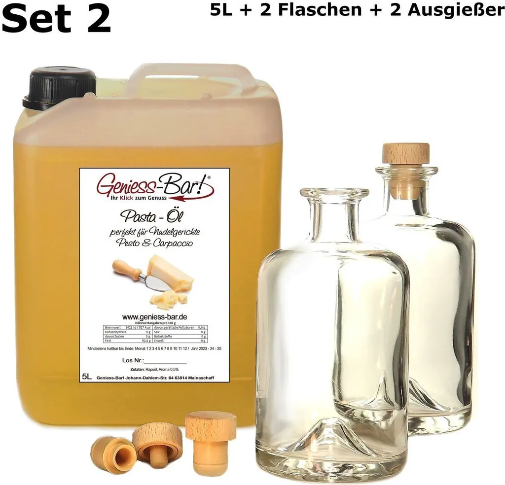Edible! Pasta Oil 5L incl. 2 bottles and 2 pourers - like hearty Italian hard cheese VEGAN