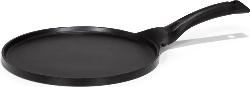 Patisse cast aluminum pancake pan, suitable for all heat sources.