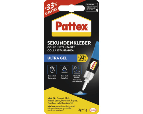 Pattex Super Glue Ultragel 33% FREE - extra fast, extra strong, impact-resistant & flexible 4 g