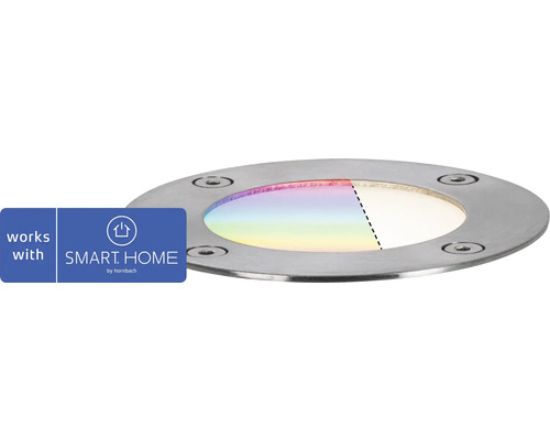 Paulmann Plug & Shine Recessed Floor Light, Single Spot, RGBW, IP65, 3.6W, 200 lm, 3000-6500 K, Silver, Zigbee - Compatible with SMART HOME by hornbach