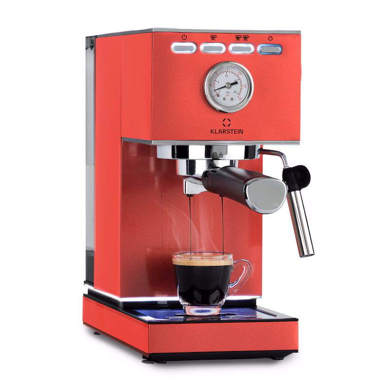 Pausa Espresso Maker 1350 Watt 20 Bar Pressure Water Tank: 1.4 Liters Stainless Steel Red Metallic