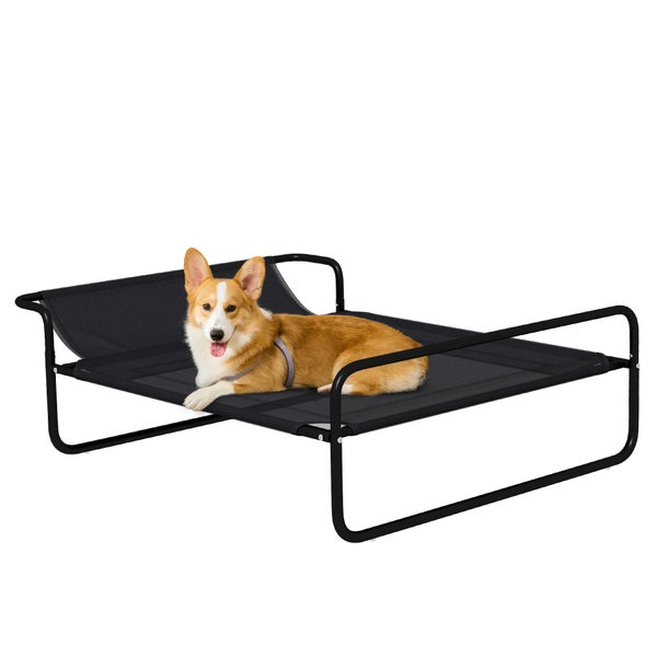 Hornbach PawHut Outdoor Dog Lounger, Elevated Dog Bed with Breathable Mesh Cover, Pet Bed for Small and Medium Dogs Black 91 x 69 x 29 cm
