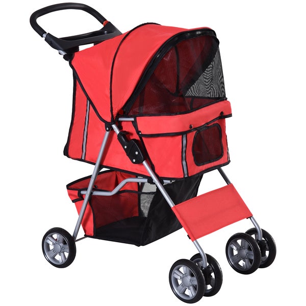 Hornbach PawHut Dog Stroller, 75L x 45W x 97H cm, 600D Oxford, Nylon Mesh, Red