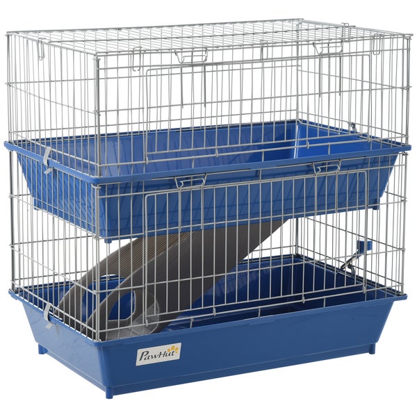 Hornbach PawHut small animal enclosure, 72 x 44 x 67 cm, plastic + metal, blue + gray
