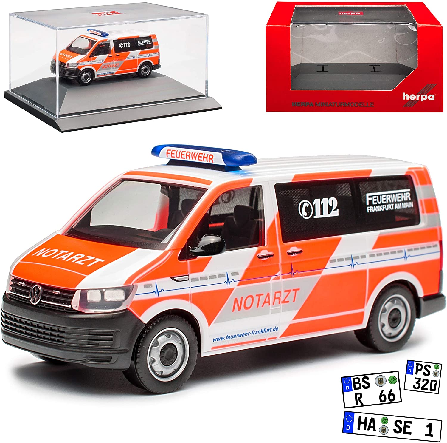 Herpa VW Volkswagen T6 Emergency Doctor Fire Brigade People Transporter Red T5 From 