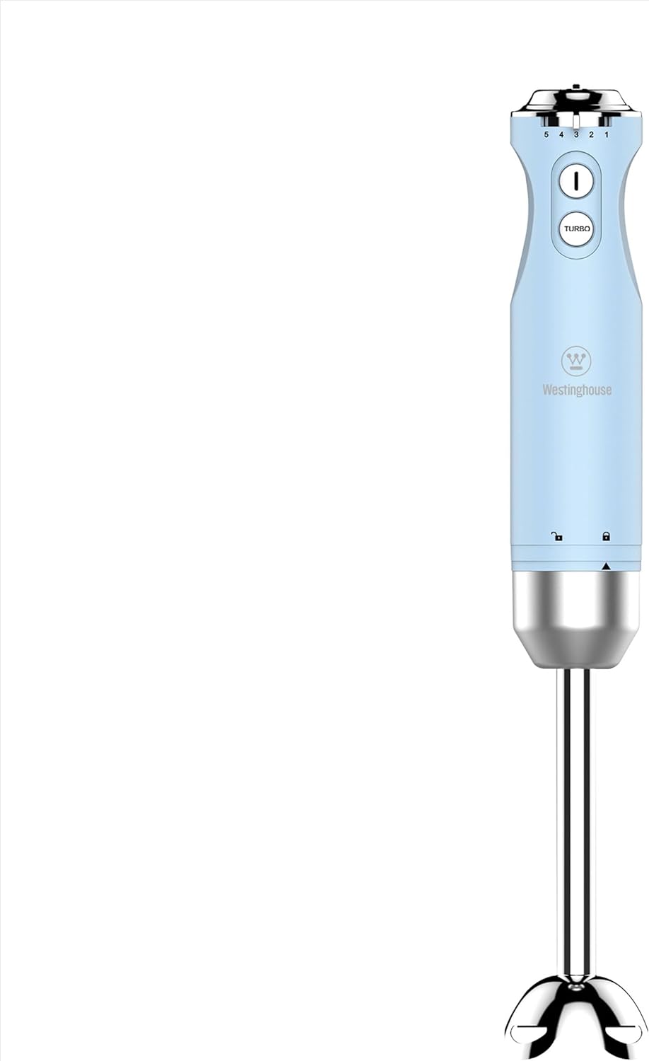 Westinghouse Retro Hand Blender, 4 Speed ​​Levels, Turbo Function, 2 Blade Knives, Stainless Steel, Ergonomic Handle, Removable Rod, Storage Bag, 600 Watt, Light Blue