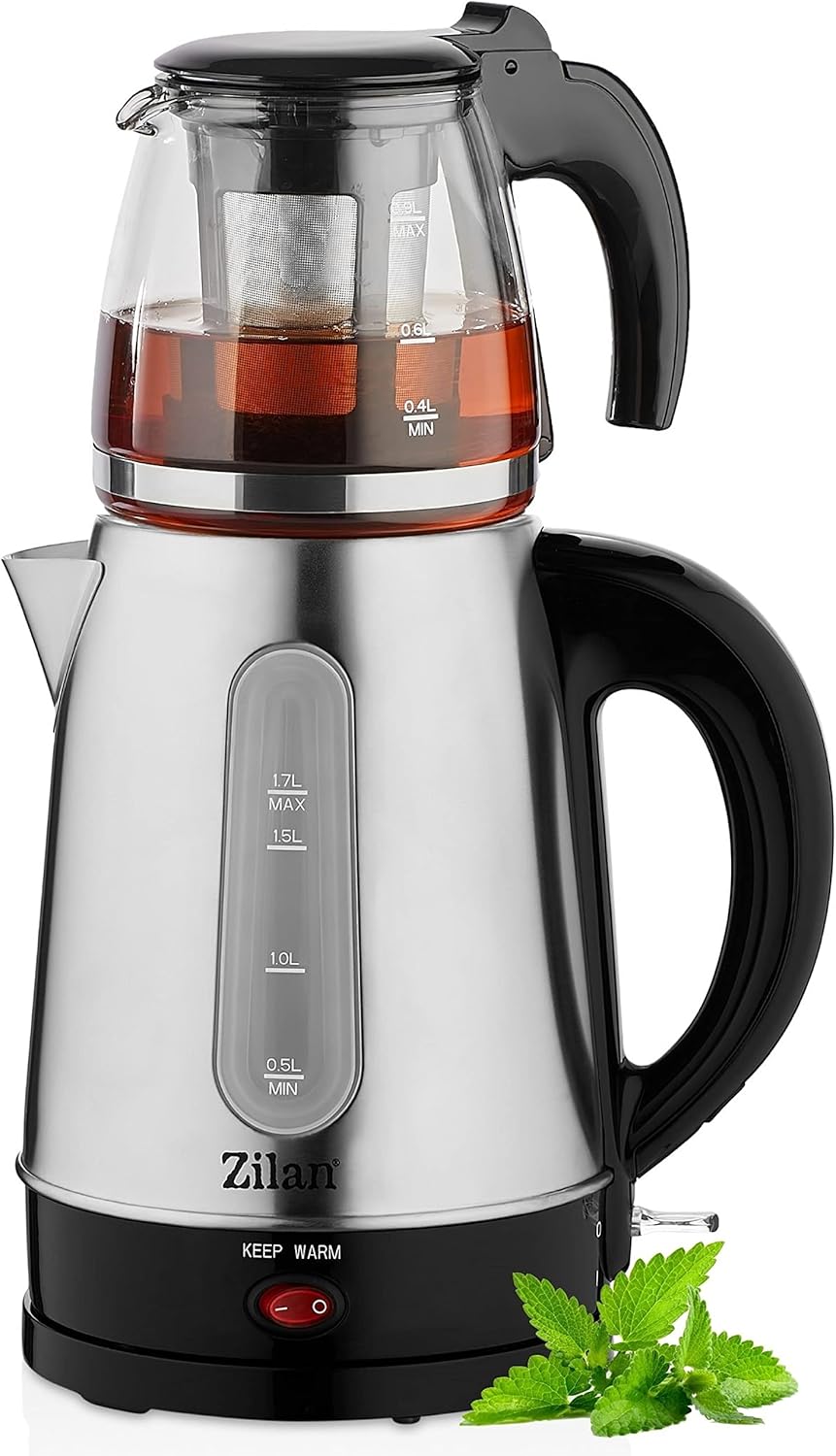 Tea Maker, 2200 Watt, Overheating Protection, 100% BPA-Free, Safety Glass, Limescale Filter, Tea Machine, Kettle, Water Kettle, Tea, Tea Maker, Tea Machine Made of Glass, Stainless Steel
