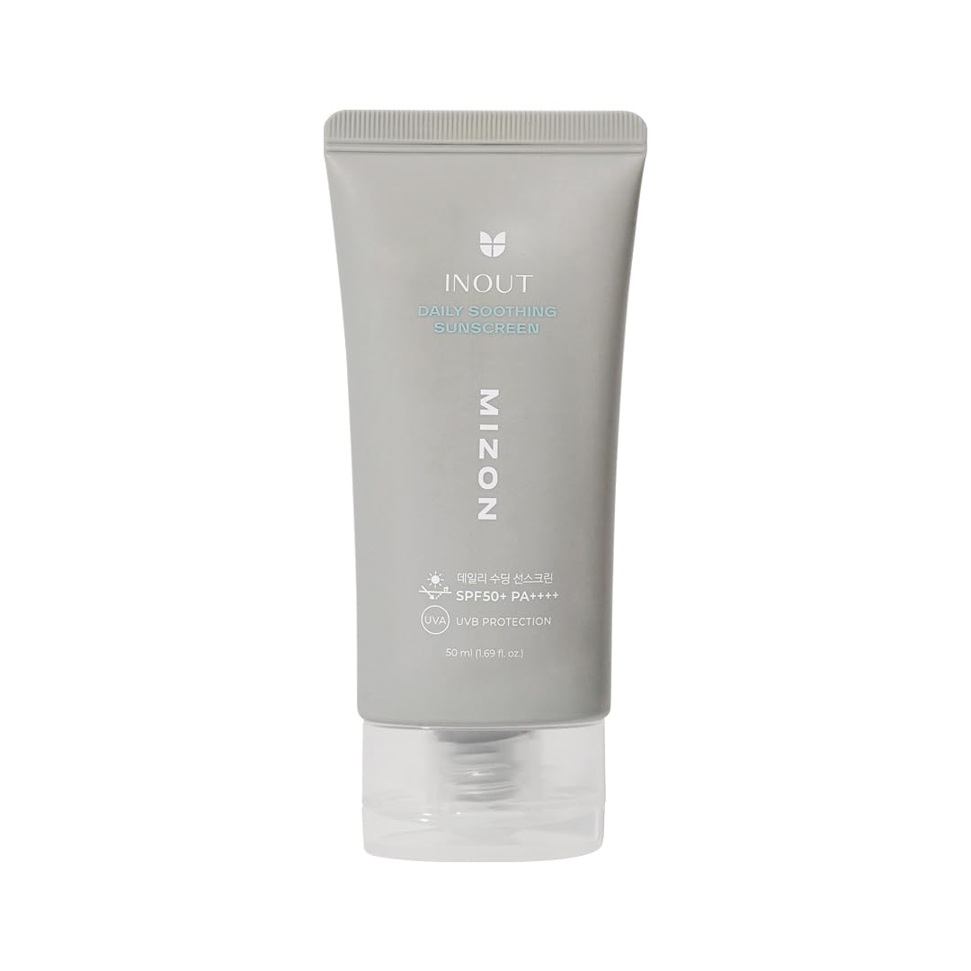 [MIZON] INOUT DAILY SOOTHING SUNSCREEN SPF50+ PA++++ (50 ml) Sun Cream/Korean Care - Protection 50+ Duration 24 Hours - Hyaluronic Acid and Centella Asiatica - 100% Vegan and Ocean Friendly