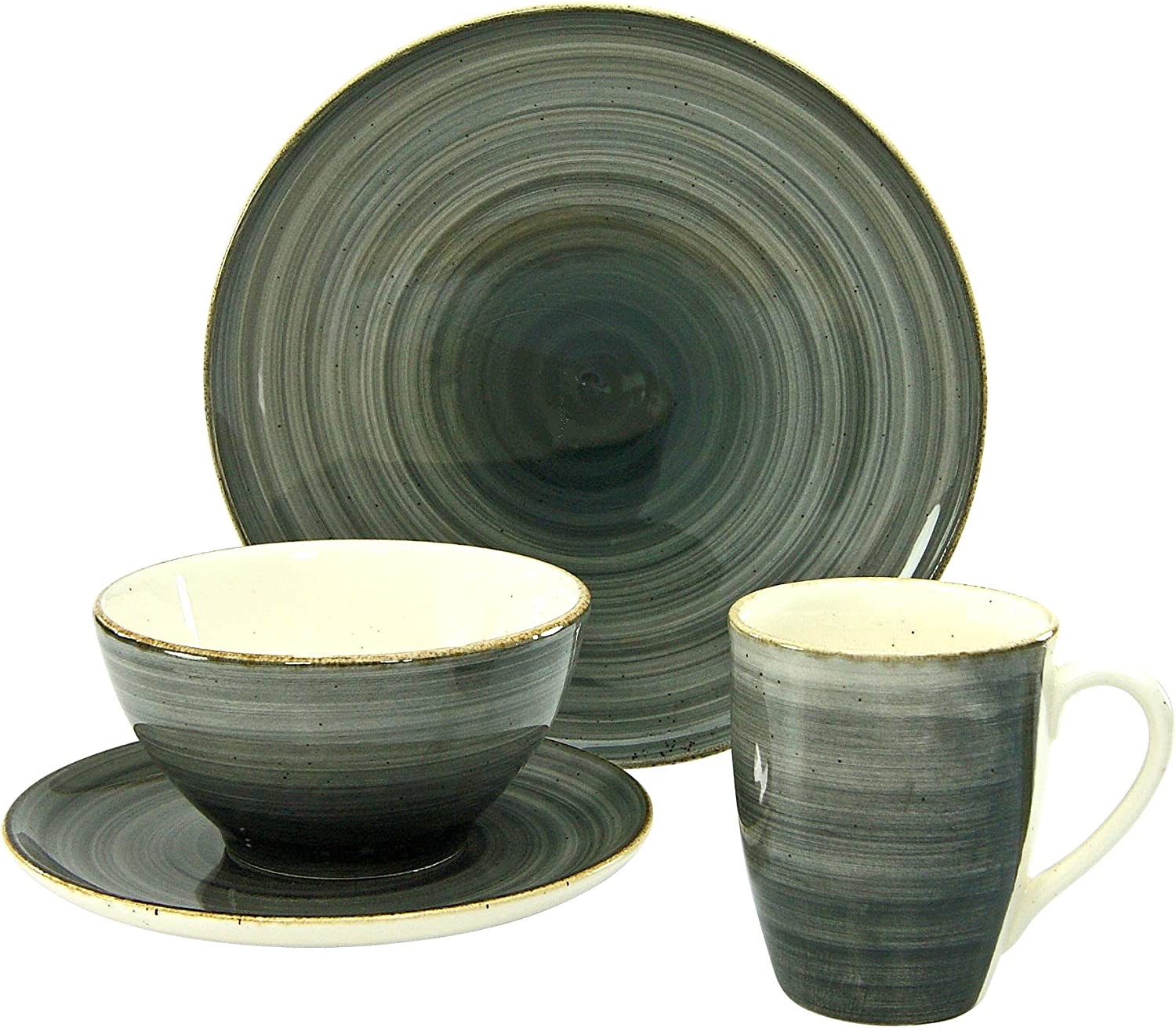 Creatable 20811 Brush Nordic Series Crockery Set 6 Pieces Stoneware Stone