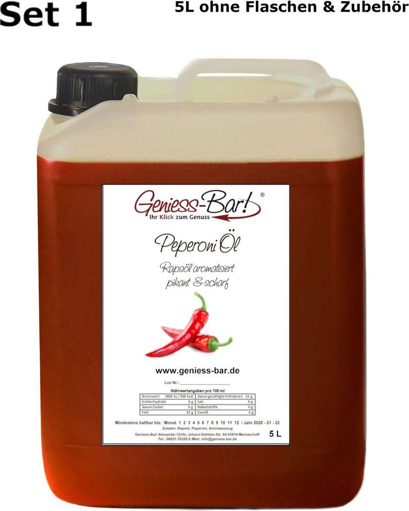 Edible! Pepperoni Oil - Chili Oil 5L Pleasantly hot! Canister Bulk Container Pepperoni Rapeseed Oil