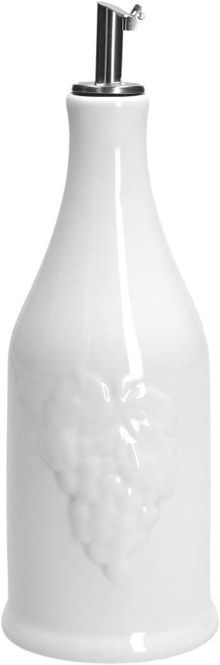 LA PORCELLANA BIANCA Cruet Vinegar Bottle with Stainless Steel Spout 300 ml in Gift Box Vinegar Dispenser Vinegar Carafe Grape