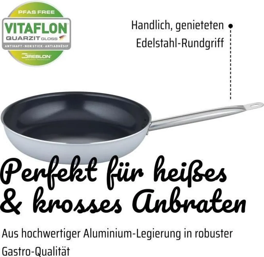 GSW PRO BASIC frying pan, 36 cm, induction compatible, forged aluminum, Vitaflon quartzite coating