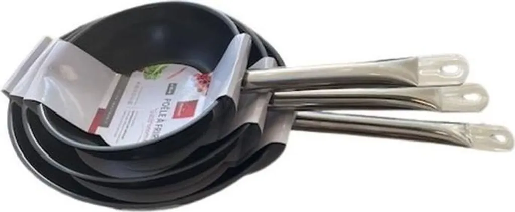 Pan set, BAUMALU Gastronomie, 3-piece, 20 cm, 24 cm, 28 cm, stainless steel