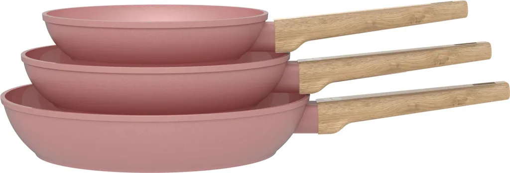 3-piece frying pan set, suitable for induction cooktops, Arthur Martin AM5388, ceramic coating, Ø 20-24-28 cm, pink