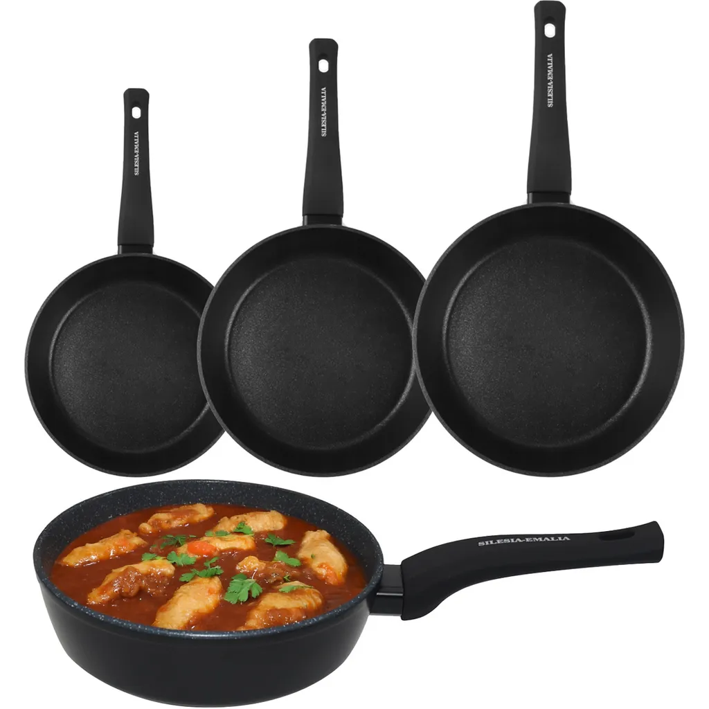 Silesia Emalia 3-piece frying pan set, non-stick coating, induction compatible, aluminum