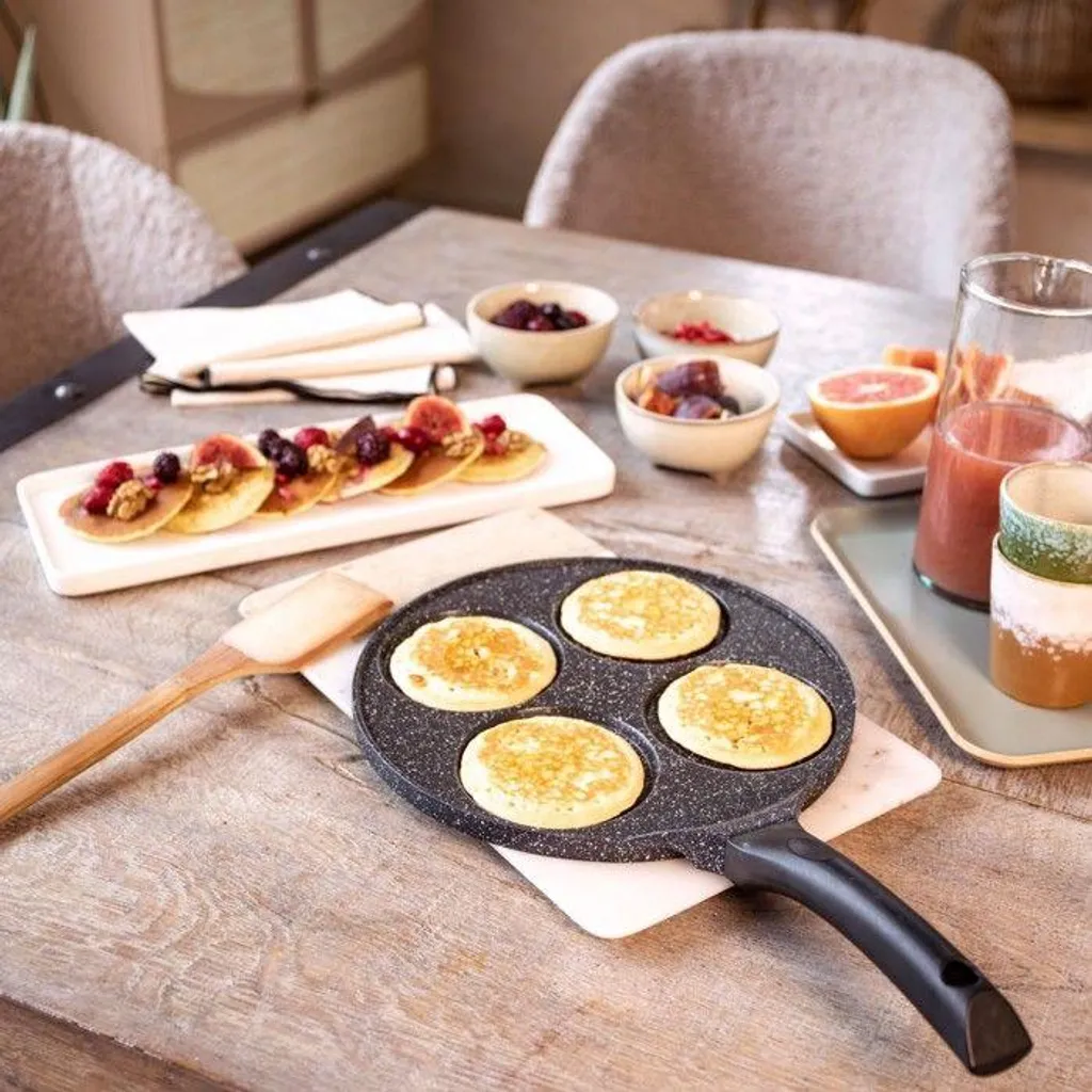 LIVOO Pancake pan, 4 wells Ø 10cm, non-stick coating, forged aluminum, suitable for all types of cooktops including induction