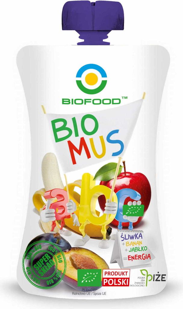 Biogo Plum - Banana - Apple Moousse, Gluten-Free, 90 g - Food
