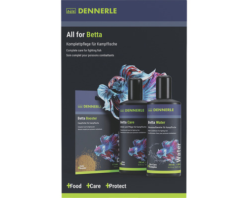 Care set Dennerle All for Betta water conditioner for fighting fish Betta Care 250 ml, Betta Water 250 ml + Betta Booster food 12g