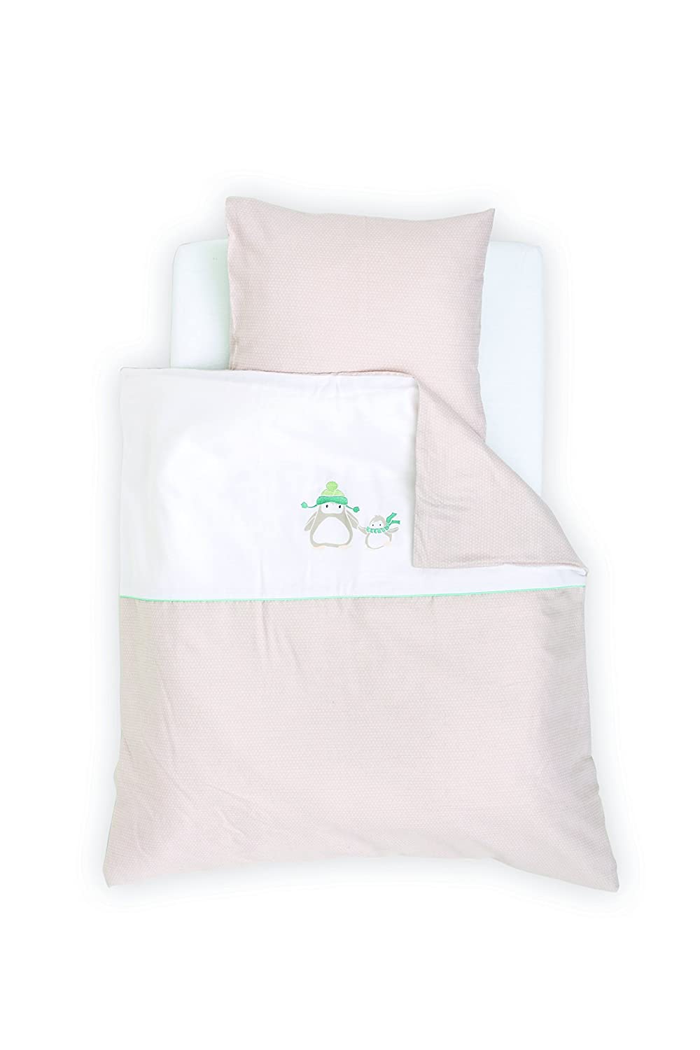 Traeumeland Träumeland TT16103 Pinguin Friends Bed Linen 80 x 80 cm Beige