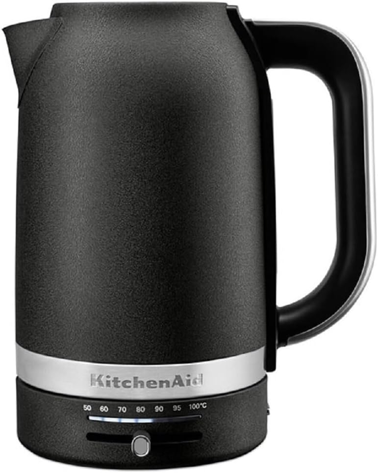 KitchenAid 5KEK1701EBK Kettle 1.7 L with Digital Temperature Setting (50 °C - 100 °C), Keep Warm Function (30 Minutes), Stainless Steel Inner Wall, LED Display, 2400 W, Cast Iron Black