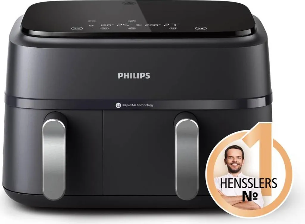 Philips Airfryer 9L Dual Basket, RapidAir, Digital, schwarz (NA351/00)